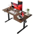 Agilestic 55 x 32 inch dark walnut corner L-shaped electric standing desk