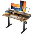 Agilestic 48 x 24 inch rustic brown electric standing desk with two storage drawers